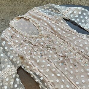 Monsoon Cream and White Embroidered Salwar